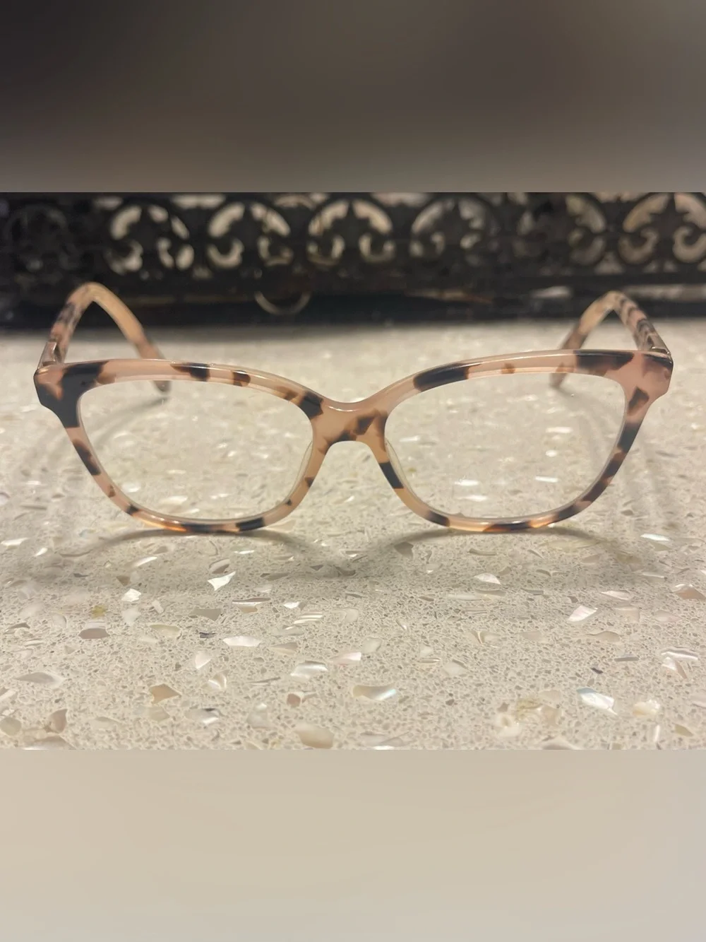Kate Spade Tortoiseshell Cat-Eye Glasses - Pink Beige & Black